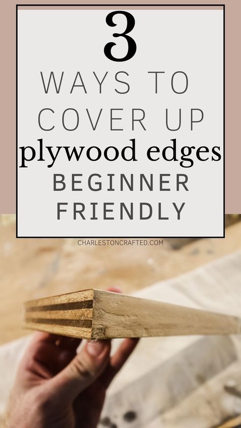 Table Edge Trim Ideas, Cover Plywood Edges, Plywood Finishing Ideas, Stained Plywood Countertop, Staining Plywood Furniture, Plywood Desk Top Diy, How To Make Plywood Look Good, Plywood Desk Top, Staining Plywood