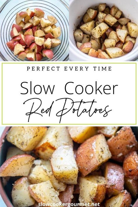 Red Potatoes In Crockpot, Crockpot Veggies, Potato Recipes Crockpot, Cooking Red Potatoes, Crock Pot Vegetables, Crockpot Side Dishes, Red Potato Recipes, Slow Cooker Potatoes, Crock Pot Potatoes