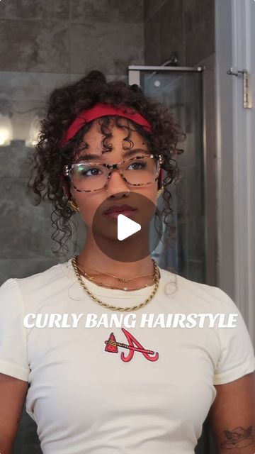 Ashlee West 🥥 on Instagram: "Headbands + curly bangs = ❤️🔥🌶️🥵 
Products- 
Hair tie - @goodyhair 
Headband- @urbanoutfitters 
Mousse - @asiamnaturally 
Brush- @bouncecurl" Curly Bangs, Hairstyles With Bangs, Bangs, Curly Hair Styles, Hair Styles, Hair, Instagram