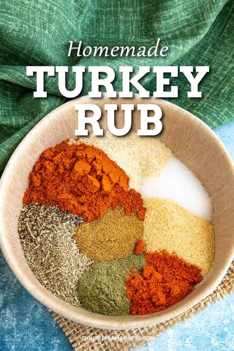 This homemade turkey rub is the perfect turkey seasoning to give your bird lots of flavor, just mix, rub down the bird inside and out, and get cooking! Best Turkey Rub Recipe, Smoked Turkey Rub, Turkey Rub Recipes, Turkey Side Dishes, The Perfect Turkey, Turkey Rub, Air Fryer Turkey, Turkey Seasoning, Turkey Spices