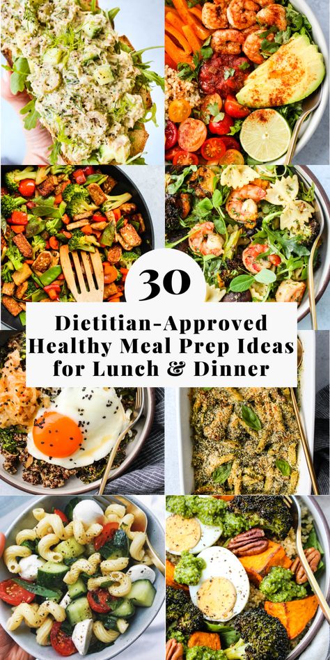 30 Healthy Meal Prep Ideas For Lunch & Dinner | Walder Wellness, RD Gf And Df Lunch Ideas, My Plate Recipes, Well Balanced Meal Ideas, Quinoa Meal Prep Recipes, Dietitian Meal Prep, Gut Healthy Dinner Ideas, Well Balanced Dinner Recipes, Dietitian Meal Plan, Gut Health Lunch Ideas