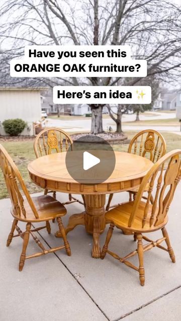 Kitchen Table Paint Ideas, Kitchen Table Renovation, Repainted Table And Chairs, Round Dining Table Refurbish Ideas, Diy Painted Table And Chairs, Renovate Dining Table, Old Oak Table With Modern Chairs, Refinishing Old Oak Table, How To Paint Wood Table