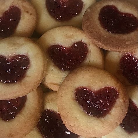 Heart Jam Cookies Aesthetic, Heart Jelly Cookies, Eat Me Cookies, Red Heart Cookies, Greek Deities, Cherry Girl, Jelly Cookies, Collage Pictures, Cherry Cookies