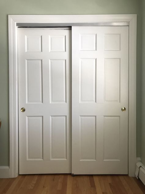 How to Convert Sliding Doors to Hinged Doors - The Chronicles of Home Closet Cabinet Doors, Kids Closet Sliding Doors, Convert Sliding Closet Doors, Pantry Sliding Door Ideas, Bedroom Sliding Doors, Asthetic Life, Kids Closets, French Closet Doors, Sliding Pantry Doors