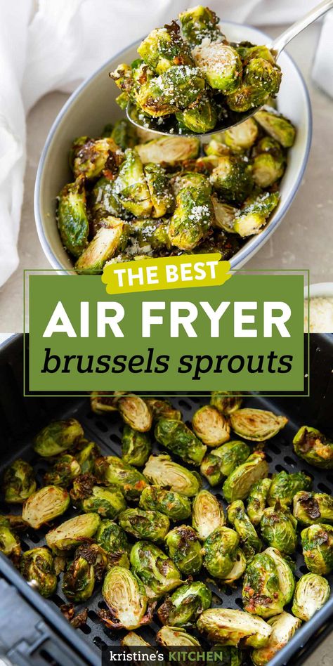 Air Fryer Brussel Sprouts, Air Fryer Brussels Sprouts, Roasted Brussel, Sprout Recipes, Brussels Sprouts Recipe, Air Fryer Dinner Recipes, Air Fryer Healthy, Healthy Side, Air Fryer Recipes Easy