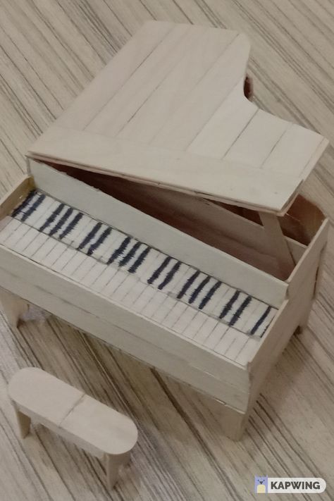 Popsicle Stick Miniatures, Popsicle Stick Shelf, Popsicle Stick Furniture, Popsicles Craft, Crafts With Popsicle Sticks, Es Cream, Popsicle Stick Crafts House, Tongue Depressors, Making Musical Instruments