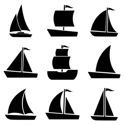 Ship Silhouette, Boat Icon, Boat Silhouette, Vintage Typography Design, Boat Vector, Boat Illustration, Navi A Vela, Boat Drawing, Adventure Logo