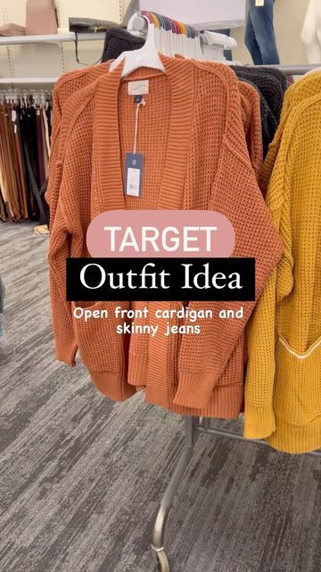 Dianna | Affordable Fashion on Instagram: "Target jeans on sale and in stock! 🙌🎯🥳 These are the perfect skinnies to pair with fall cardigans & ankle boots. Now 30% off in Women’s and Women’s plus sizes. Link in Stories, bio and the LTK app (this will take you there, just type into a browser- case sensitive: https://liketk.it/3MGEd ) 🔗💕 #targetstyle #targetreels #targetoutfit #targetsale #targetdoesitagain #cartfashion" Target Cardigan Outfit, How To Wear Oversized Cardigan, Carmel Cardigan Outfits, Jean Cardigan Outfit, Beige Long Cardigan Outfit, How To Wear A Cardigan With Jeans, Burnt Orange Cardigan Outfit, Light Brown Cardigan Outfit, Plus Size Cardigan Outfit