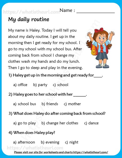 My daily routine -Reading Comprehension for Grade 3 Reading Material Grade 3 English, 3 Rd Grade Reading Comprehension, Passage Writing For Grade 3, Reading Materials For Grade 3 English, Grade 3 Phonics Worksheets, English Passages For Class 3, 3rd Grade Reading Comprehension Passages, Reading Materials For Grade 2 English, Grade 3 English Reading Comprehension