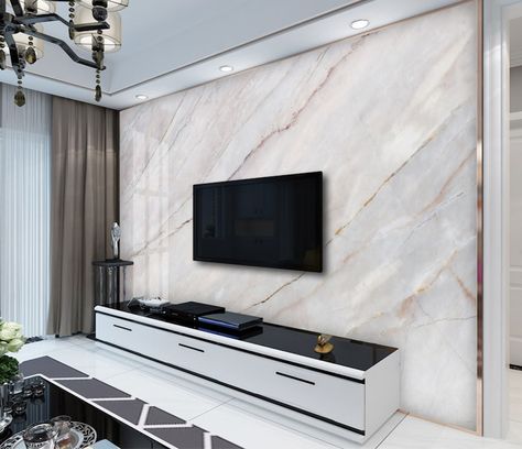 Marble Wallpaper Microcrystalline Stone Wall Mural - Etsy Canada 3d Wallpaper Design, Marble Wall Mural, Look Wallpaper, Stone Wallpaper, Marble Wallpaper, Marble Wall, Kids Room Wall Art, Wallpaper Living Room, 3d Wallpaper