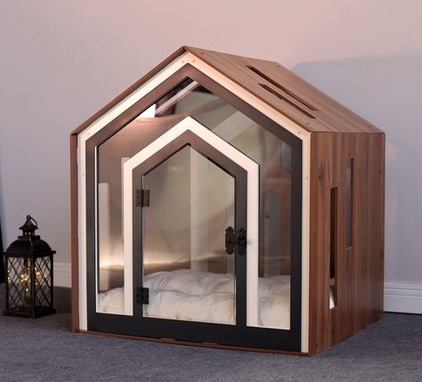 LotusDogHouse - Etsy Dog House Accessories, Dogs House Indoor, Luxury Dog House Indoor, Fancy Dog Crate, Dog House Ideas Indoor, Diy Indoor Dog Kennel, Puppy Bed Ideas, Dog Crate In Bedroom, Dog Stuff Organization