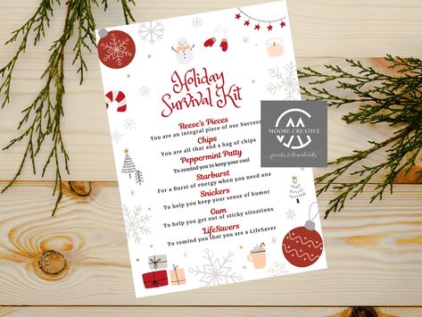 Christmas Employee Appreciation, Holiday Survival Kit For Coworkers, Christmas Survival Kit Ideas, Team Christmas Gifts Work, Holiday Survival Kit, Staff Appreciation Week, Staff Appreciation Gifts, Appreciation Printable, Staff Gifts