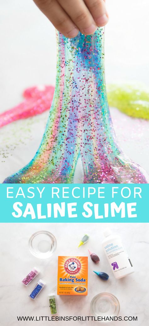 Cool Slime Recipes, Homemade Slime Recipe, Slime Ingredients, Easy Slime Recipe, Slime No Glue, Diy Slime Recipe, Saline Solution, Slime For Kids, Homemade Slime