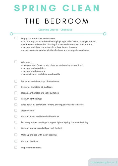 Deep Clean Your Room Checklist, Organisation, Spring Clean Bedroom Checklist, How To Deep Clean Your Bedroom, Cleaning Your Bedroom, Deep Cleaning Bedroom Tips, How To Deep Clean Bedroom, Bedroom Tidying Checklist, Cleaning Schedule For Bedroom