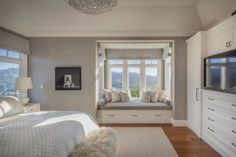 Reading Nook | Bedroom window seat, Belvedere Island, near San Francisco Bedroom Window Seat, Window Seat Design, Queen Anne Victorian, Bedroom Nook, Big Bedrooms, Bedroom Seating, Bedroom Windows, Modern Bedroom Design, Room Design Bedroom