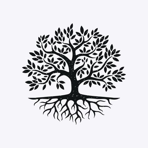 Silhouette vector of tree and root with black white color Tree Of Life Drawing Simple, Tree And Roots, Roots Drawing, Life Sketch, Tree Stencil, Tree Root, Tree Tattoo Designs, Tree Of Life Art, Simple Tree