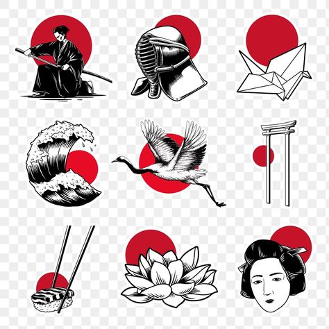 Traditional Japanese sticker design elements set | free image by rawpixel.com / Tvzsu Japanese Symbols, Japan Illustration, Japanese Waves, Japanese Illustration, Japon Illustration, Tattoo Cover, Japanese Tattoo Art, Art Japonais, Japan Art