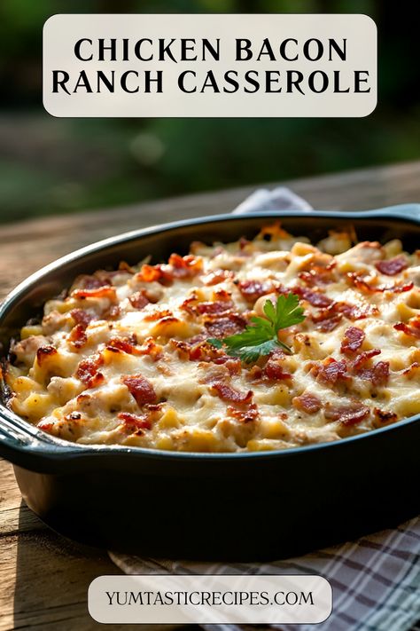 Simplify dinner with this irresistible chicken bacon ranch casserole! Packed with bold flavors, creamy textures, and cheesy goodness, it’s a satisfying meal that comes together in no time. Add it to your dinner rotation now!

#EasyDinnerRecipes #ChickenCasserole #BaconAndCheese #RanchSeasonedDishes #FamilyFavoriteMeals Chicken Bacon Recipes Healthy, Chicken Ranch Bake Casserole Recipes, Chicken Bacon Ranch Bowtie Pasta, Ranch Sheet Pan Chicken, Bacon Ranch Chicken Bake, Chicken Bacon Cheese Recipes, Chicken Bacon Casserole Recipes, Recipes With Bacon Dinner, Chicken Bacon Ranch Lasagna