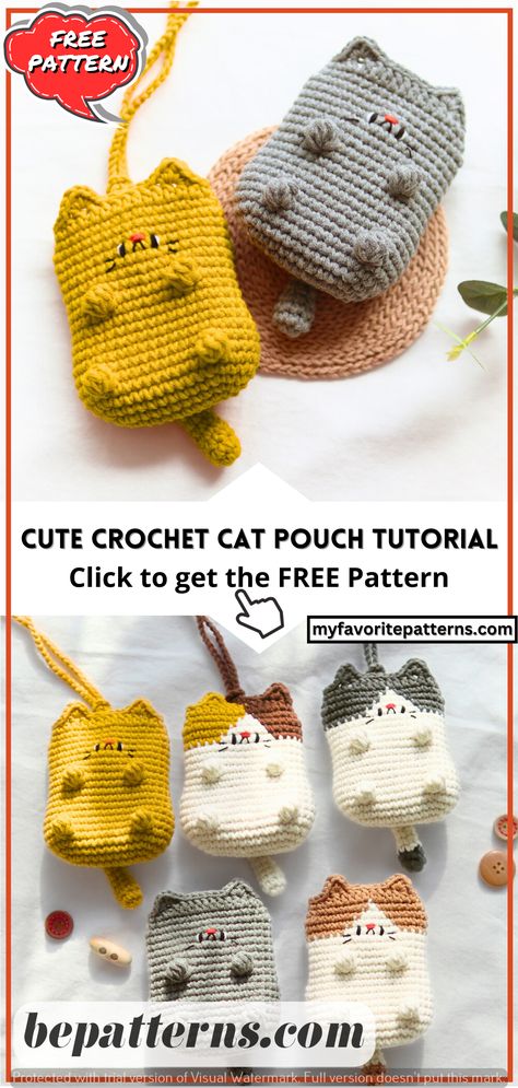 "Crochet Projects for Home | Add Charm to Every Corner Crochet Cat Accessories Free, Crochet Ear Bud Holder, Crochet Cat Bag Charm, Cute Crochet Pouch Pattern, Earbuds Pouch Crochet, Crochet Earphone Case Free Pattern, Cat Pouch Crochet, Crochet Patterns Pouch, Easy Crochet Patterns For Beginners Step By Step