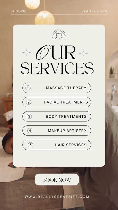 Beauty Service Instagram Story Template #canva #spa #service #price #list #canvatemplate Massage Templates Instagram, Services List Design, Beauty Salon Price List Design, New Service Alert Post, Spa Template Design, Beauty Services List, Instagram Story Ideas Beauty Salon, Beauty Menu Design, Salon Advertising Ideas Social Media