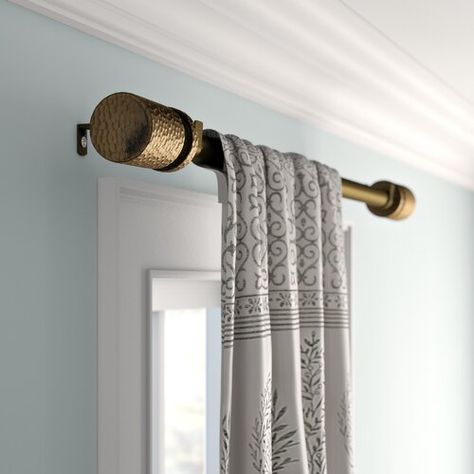 Mistana™ Cordless Semi-Sheer Gray-Brown Roman Shade & Reviews | Wayfair Double Shower Curtain Rod, Short Curtain Rods, Double Shower Curtain, Curtain Rods And Hardware, Curtain Rod Hardware, Steel Curtain, Simple Curtains, Curtain Hardware, Drapery Rods