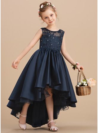 Baby Satin Dress, Flower Girl Dress For Kids, Flower Girls Gown, Flowers Girl Dresses, Navy Flower Girl Dress, Dresses For Girls Wedding, Girls Wedding Dresses, Navy Blue Flower Girl Dresses, Girls Dresses For Wedding