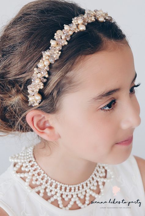 Beaded Ponytail, Hair Accessories For Kids, Flower Girl Tiara, Flower Girl Headpiece, Luxury Headbands, Flower Girl Hair Accessories, Girls Tiara, Hair Garland, Hairstyles Design