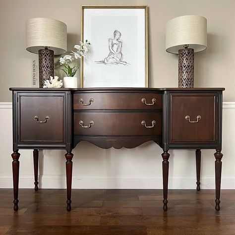 Buffets & Credenzas | refind-design Beautiful Small Bathroom Designs, Antique Sideboard Buffet, Traditional Sideboard, Beautiful Small Bathrooms, Antique Buffet, Brown Legs, Antique Sideboard, Entertainment Console, Solid Wood Cabinets