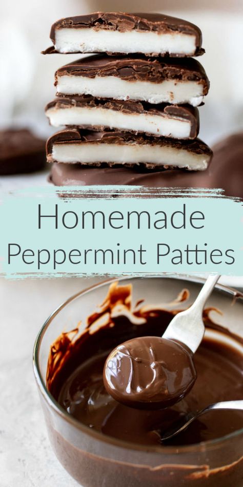 These Homemade Peppermint Patties feature a creamy peppermint center coated in semi-sweet chocolate. Incredibly easy to make with just 5 simple ingredients! #peppermintpatties #peppermint #chocolate #easy #nobake #Christmas #livewellbakeoften Live Well Bake Often, Peppermint Patty Recipe, Dipped Treats, Homemade Peppermint Patties, Chocolate Candy Recipes, Slow Cooker Desserts, Candy Recipes Homemade, Christmas Dinner Party, Christmas Candy Recipes