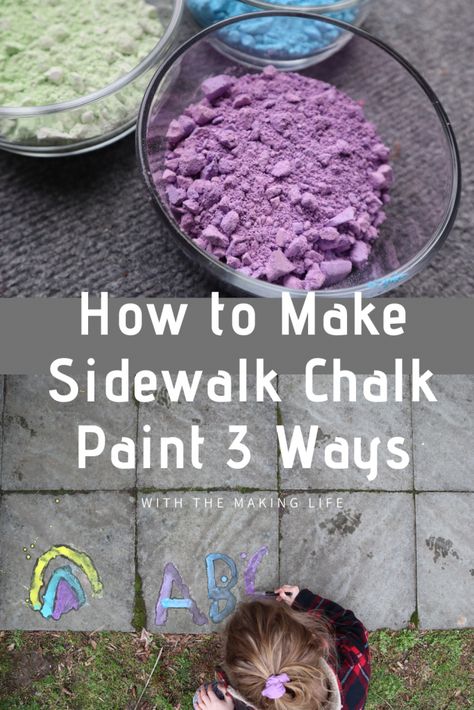 Chalk Activities For Kids, Sidewalk Chalk Activities, Sidewalk Chalk Recipe, Driveway Chalk, Chalk Paint Recipes, Homemade Sidewalk Chalk, Chalk Activities, Sidewalk Chalk Paint, Diy Chalk Paint Recipe