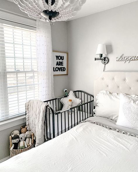 12 Brilliant Small Nursery Ideas for Small Spaces [NEW] Nursery Nook In Small Bedroom, Small Area Nursery Ideas, Twin Bed In Nursery For Mom, Crib In Small Bedroom, Small Room With Crib And Bed Ideas, Small Nursery With Bed For Mom, Nursery In Apartment Small Spaces, Newborn Nook In Bedroom, Small Room And Nursery Combined