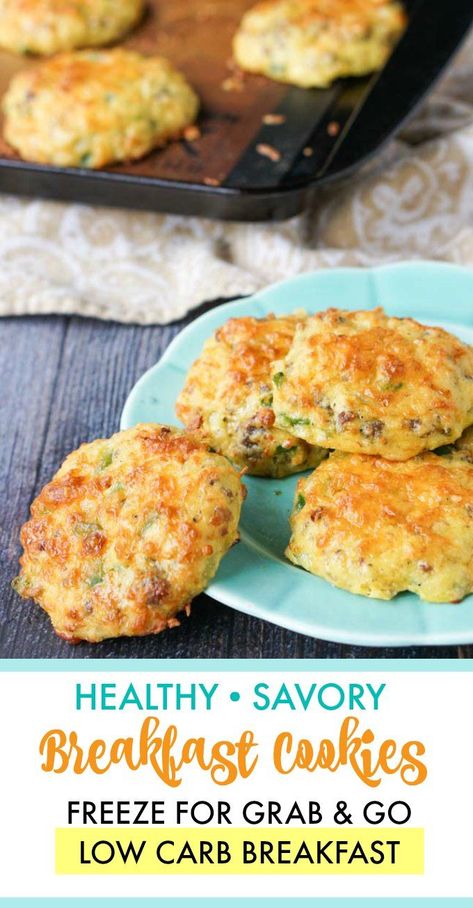 Healthy Savory Breakfast Cookies - these low carb keto breakfast cookies are so easy to make and freezable too! | MyLifeCookbook.com #healthybreakfast #lowcarb #keto #savorycookie Keto Breakfast Cookies, Healthy Savory Breakfast, Low Carb Keto Breakfast, Low Carb Low Calorie, Best Egg Recipes, Menu Sarapan Sehat, Egg Benedict, Resep Diet, Low Carb Diets