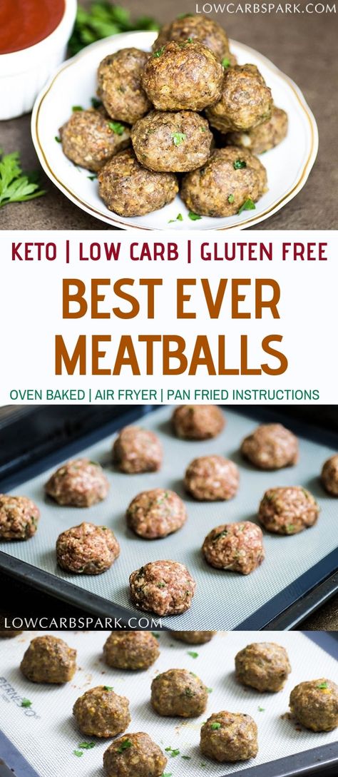 The Best Keto Meatballs Recipe Best Ever Meatballs, Keto Meatballs, Low Carb Meatballs, Low Carb Low Fat Recipes, Pan Frying, Boiled Egg Diet Plan, Best Low Carb Recipes, Meatballs Recipe, Low Carb Diet Recipes