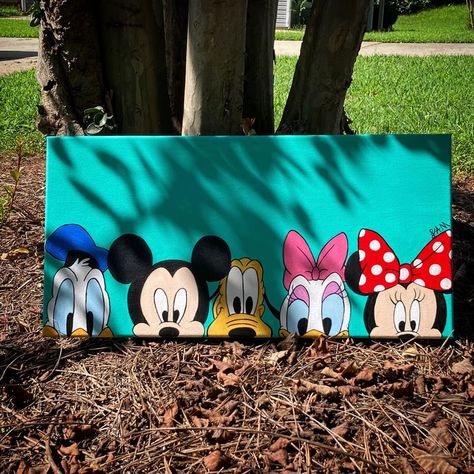 Mickey and the crew | Disney canvas art, Disney canvas paintings, Cute canvas paintings Disney Art Inspiration, Disney Cartoon Canvas Painting, Mickey Mouse Canvas Painting Diy, Diy Disney Canvas Art Ideas, How To Paint Mickey Mouse, Disney Character Canvas Painting, Disney Simple Paintings, Things To Paint On Canvas Disney, Cartoons On Canvas