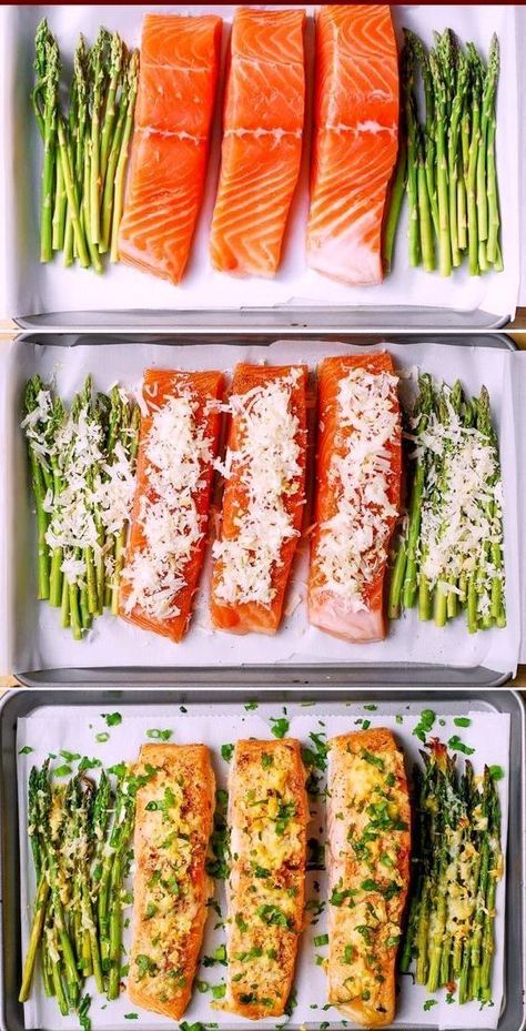 Healthy Gluten Free Dinner, Julia's Album, Parmesan Crusted Salmon, Dinner Seafood, Asparagus Recipes, Baked Asparagus, Salmon And Asparagus, Crusted Salmon, Baked Salmon Recipes