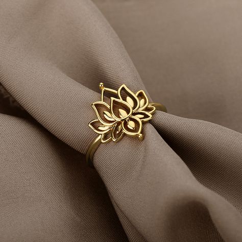 Stainless Steel Lotus Ring For Women Men Finger Ring Vintage Gold Color Wedding Couple Rings Jewelry Lotus Flower Ring, Lotus Ring, Gold Rings Fashion, Gold Ring Designs, Couple Ring, Gold Jewelry Simple, Stylish Rings, Jewelry Design Earrings, Fancy Jewellery