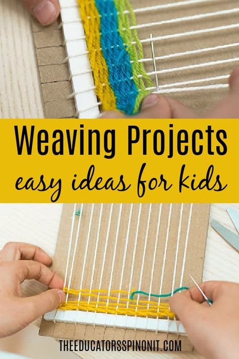 Weaving Projects for Kids Inspired by the Navajo Nation Easy Weaving Projects, Weaving Projects For Kids, Weaving Videos, Easy Weaving, Native American Art Projects, Native American Projects, Weaving For Kids, Navajo Weaving, Native American Traditions