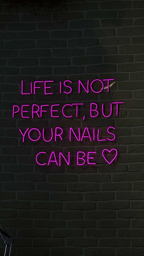 Life is not perfect, but your nails can be💅🏼💞 Instagram Nail Page Ideas, Nail Technician Quotes, Nail Tech Quotes, Nail Signs, Tech Quotes, Nail Salon Interior Design, Nail Salon Interior, Business Nails, Salon Quotes