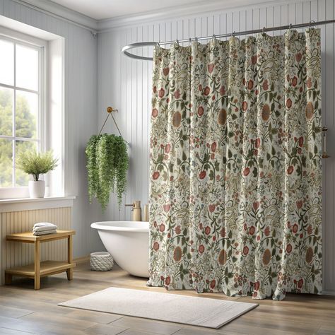 East Urban Home Freije Floral Shower Curtain | Wayfair Xl Shower Curtain Bathroom, Industrial Shower Curtain, Vintage Floral Shower Curtain, Rustic Shower Curtain Ideas, Cottage Shower Curtain, French Country Shower Curtain, Cottage Showers, Curtains To Go, Botanical Shower Curtain