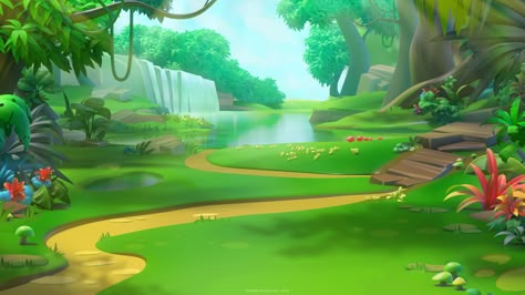 ArtStation - Cartoon Jungle Cartoon Jungle, Jungle Cartoon, Jungle Images, Nature Games, Forest Cartoon, Forest Games, Game Background Art, Baby Cartoon Drawing, Desain Buklet