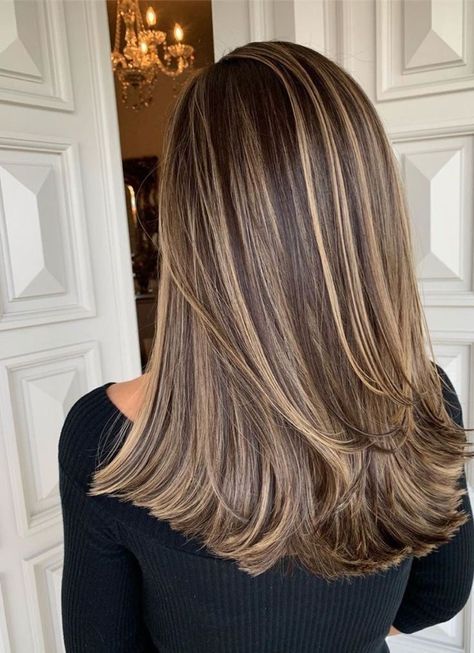 Caramel Hair Color Ideas, Caramel Hair Color, Straight Hair Highlights, Brown Straight Hair, Blonde Highlights On Dark Hair, Rambut Brunette, Brown Hair Looks, Brown Hair Inspo, Brunette Hair With Highlights