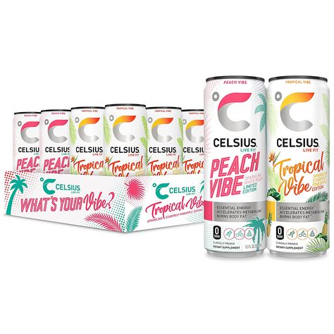 Celsius Energy Drink, Mango Green Tea, Iced Tea Drinks, Preworkout Drink, Iced Starbucks Drinks, Healthy Energy Drinks, Guavas, Food Png, Frozen Fruits