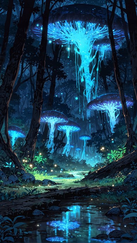 AI Art by DELTA_AI on Pixiv  AI generated Illustration landscape #ai  #wallpaper   #illustration  #background  #aiillustration #fantasy Cool Fantasy Backgrounds, Bioluminescence Fantasy Art, Surreal Background Landscapes, Mythical Forest Background, Dragon Landscape Art, Cyberpunk Nature Aesthetic, Enchanted Forest Concept Art, D&d Backgrounds, Fantasy Background Drawing