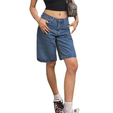 Diy Jorts From Jeans, Oversized Jean Shorts, Boyfriend Shorts Outfit, Jorts Women, Cargo Jean Shorts, Sonic Costume, Baggy Jean Shorts, Blue Cargo Shorts, Shorts Knee Length