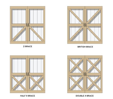 Full DIY guide on how to build a shed double door with dimensions and cut patterns. Building Shed Doors, Double Door Shed Ideas, How To Build A Shed Door, Diy Shed Doors How To Build, Shed Doors How To Build, Shed Doors Designs, Double Shed Door, Shed Barn Doors, Diy Exterior Barn Door