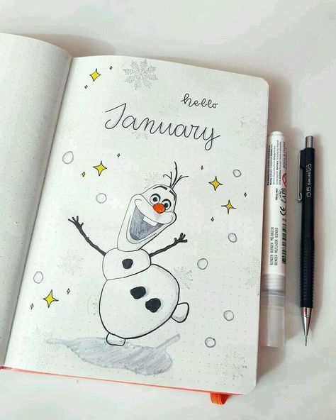 January Bullet Journal Cover, January Cover Page, Bullet Journal Theme Ideas, Journal Theme Ideas, Journal Cover Page, January Bullet Journal, Bullet Journal Ideas Templates, Creating A Bullet Journal, Bullet Journal Cover Page