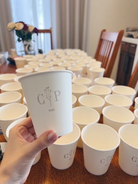 Coffee For Wedding, Coffee Station Ideas Wedding, Coffee Bar At Wedding Receptions, Coffee At Wedding, Wedding Coffee Bar Ideas Receptions, Disposable Cups Wedding, Coffee Bar For Wedding, Wedding Coffee Station, Coffee Party Ideas