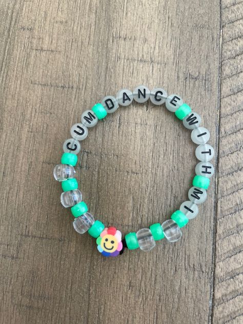 Rave Candies Bracelets, Candy Bracelet Ideas Rave, Candi Ideas Rave, Funny Rave Kandi, Candy Rave Bracelets, Festival Candy Bracelets, Festival Kandi Ideas, Rave Kandi Ideas Funny, Rave Candy Ideas