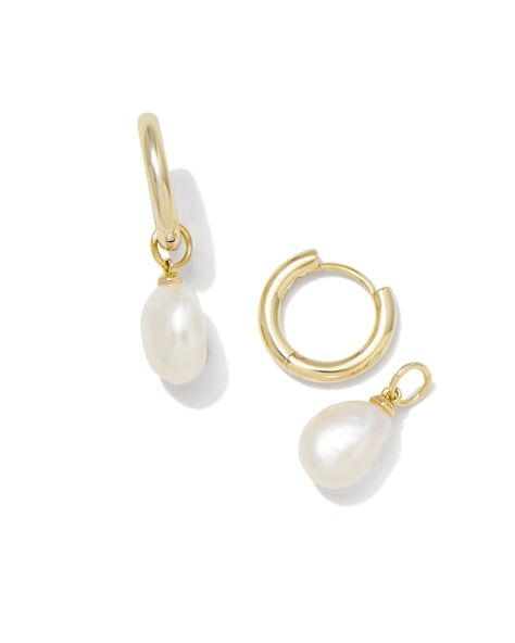 Classy and chic, we’re obsessed with the Willa Gold Pearl Huggie Earrings in White Pearl—and you will be, too! A dainty cultured freshwater pearl dangles from a petite huggie for a lightweight style you’ll pair back with any stack. Metal 14k Gold Over Brass Material White Pearl Closure Ear Post Size 1.8" Outside Diameter, 0.4"L X 0.3"W CharmDue to the one-of-a-kind nature of the medium, exact colors and patterns may vary slightly from the image shown. | Kendra Scott Willa Gold Huggie Earrings in White | Pearl Huggie Earrings Gold, Kendra Scott Necklace, Kendra Scott Earrings, Pearl Hoop Earrings, Huggie Earrings, Freshwater Cultured Pearls, Brass Material, Gold Fashion, Gold Pearl