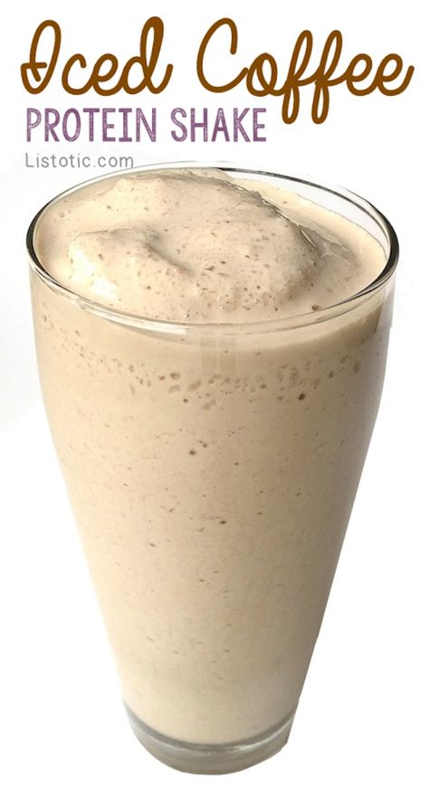 High Protein Smoothie Recipes, Super Low Calorie, Iced Coffee Protein Shake Recipe, Iced Coffee Protein Shake, Coffee Protein Shake, Lunch Smoothie, High Protein Smoothies, Protein Shake Smoothie, Protein Coffee